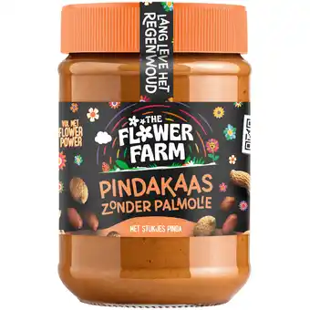 PLUS The Flower Farm Pindakaas met stukjes zonder palmolie aanbieding