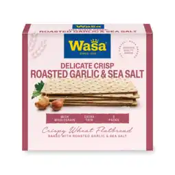 PLUS Wasa Delicate Crisp Roasted Garlic Sea Salt aanbieding