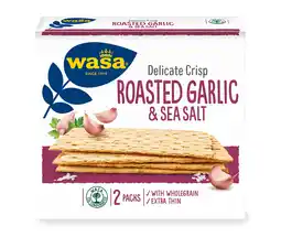 PLUS Wasa Delicate Crisp Roasted Garlic Sea Salt aanbieding