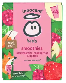 PLUS innocent Kids smoothie strawberry raspberry 4st aanbieding