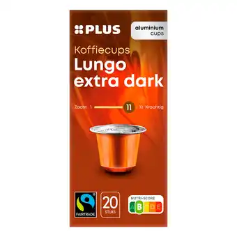PLUS PLUS Koffiecups lungo extra dark Fairtrade aanbieding