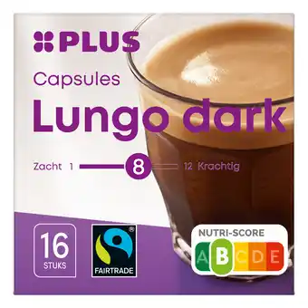 PLUS PLUS Koffiecapsules lungo dark fairtrade aanbieding