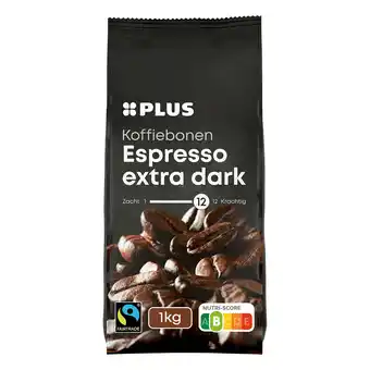 PLUS PLUS Koffiebonen espresso extra dark FT aanbieding