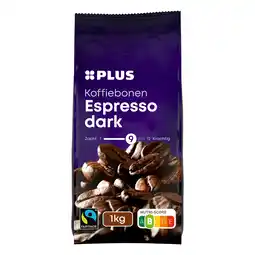 PLUS PLUS Koffiebonen Espresso dark fairtrade aanbieding