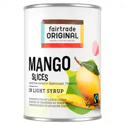 PLUS Fairtrade Original Mango slices in light syrup Fairtrade aanbieding