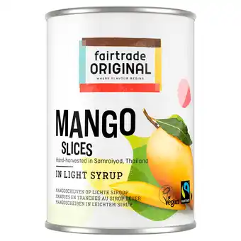 PLUS Fairtrade Original Mango slices in light syrup Fairtrade aanbieding