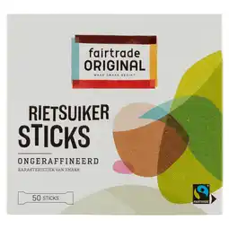 PLUS Fairtrade Original Ruwe rietsuiker in sticks Fairtrade aanbieding