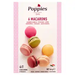 PLUS Poppies Macarons framboos pistache chocolade aanbieding
