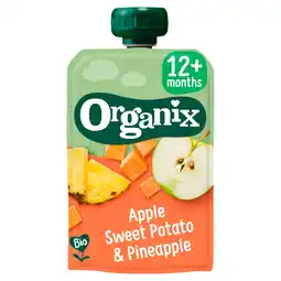 PLUS Organix Appel, zoete aardappel en ananas 12+ aanbieding