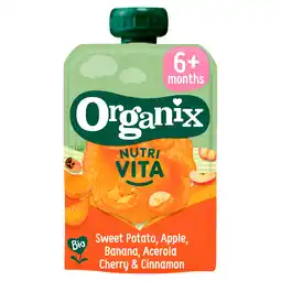 PLUS Organix Knijpfruit Zoete Aardappel Kaneel 6+m aanbieding