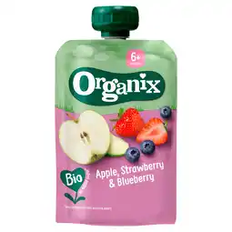 PLUS Organix Knijpfruit Appel, Aardbei, Bosbes 6+m aanbieding