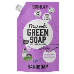 PLUS Marcel's Green Soap Handzeep Laven & Rozem navul aanbieding