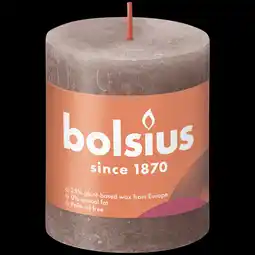 PLUS Bolsius Rustiek stompkaars 80/68 Rustic Taupe aanbieding