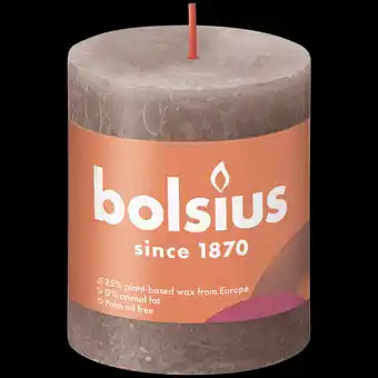 PLUS Bolsius Rustiek stompkaars 80/68 Rustic Taupe aanbieding