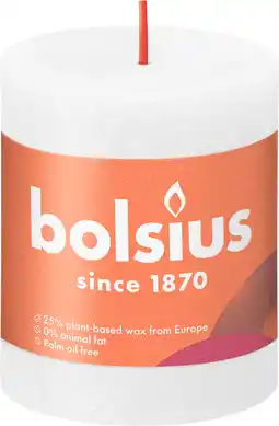 PLUS Bolsius Rustiek Shine 8cm Cloudy White aanbieding