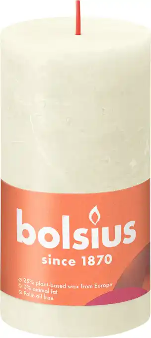 PLUS Bolsius Rustiek stompkaars 130/68 Soft Pearl aanbieding