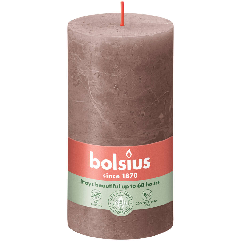 Bolsius Bougies rustiques Shine 8 pcs. 100x50 mm Taupe