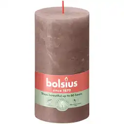 PLUS Bolsius Rustiek stompkaars 130/68 Rustic Taupe aanbieding