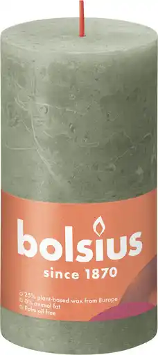 PLUS Bolsius Rustiek Shine 13cm Fresh Olive aanbieding