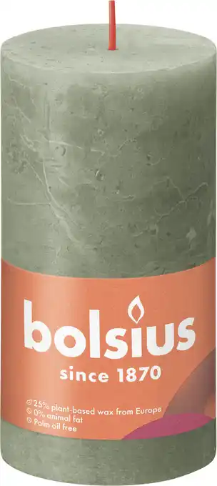 PLUS Bolsius Rustiek Shine 13cm Fresh Olive aanbieding