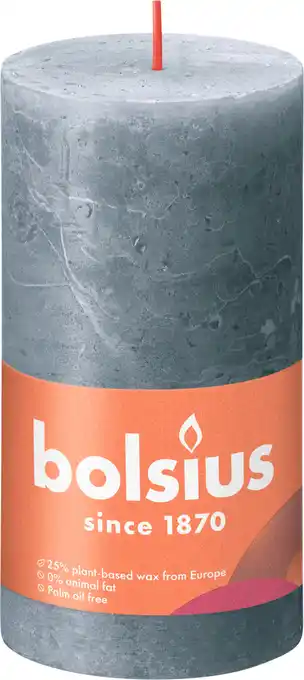 PLUS Bolsius Rustiek stompkaars 130/68 Slate Blue aanbieding