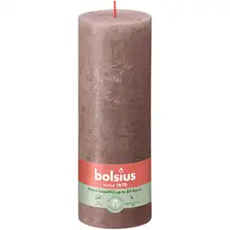 PLUS Bolsius Rustiek stompkaars 190/68 Rustic Taupe aanbieding