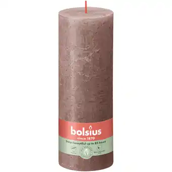 PLUS Bolsius Rustiek stompkaars 190/68 Rustic Taupe aanbieding