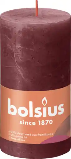 PLUS Bolsius Rustiek stompkaars 130/68 Velvet Red aanbieding