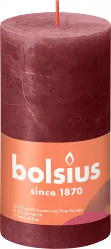 PLUS Bolsius Rustiek stompkaars 130/68 Velvet Red aanbieding
