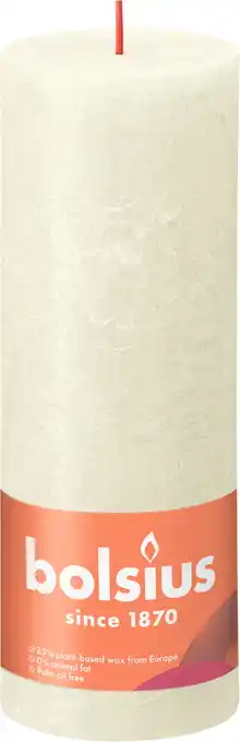PLUS Bolsius Rustiek stompkaars 190/68 Soft Pearl aanbieding