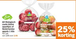 Albert Heijn AH Biologisch zoete kleine appeltjes of Nederlandse appels aanbieding