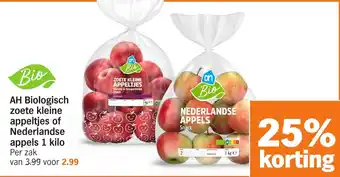 Albert Heijn AH Biologisch zoete kleine appeltjes of Nederlandse appels aanbieding