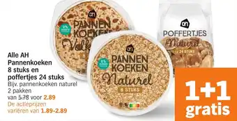 Albert Heijn Alle AH Pannenkoeken 8 stuks en poffertjes 24 stuks aanbieding
