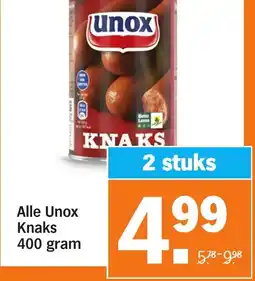 Albert Heijn Alle Unox Knaks aanbieding