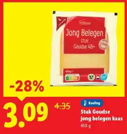 Lidl Milbona Stuk Goudse jong belegen kaas aanbieding