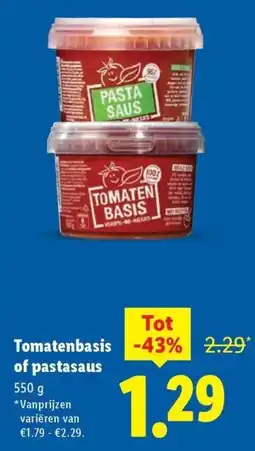 Lidl Tomatenbasis of pastasaus aanbieding