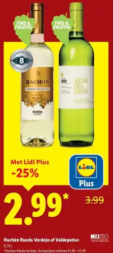 Lidl Hachón Rueda Verdejo of Valdepeñas aanbieding