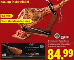 Lidl Serranoham met standaard en mes aanbieding