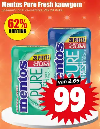 Dirk Mentos Pure Fresh kauwgom aanbieding