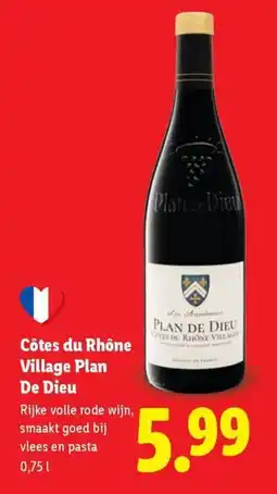 Lidl Côtes du Rhône Village Plan De Dieu aanbieding