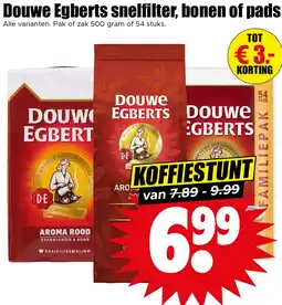 Dirk Douwe Egberts snelfilter, bonen of pads aanbieding