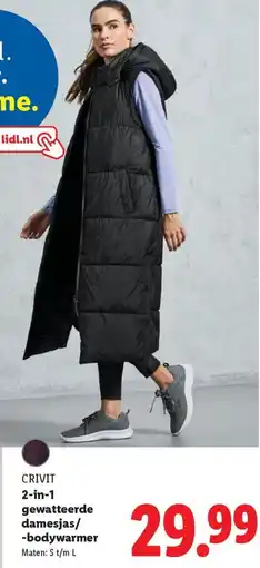 Lidl Crivit 2-in-1 gewatteerde damesjas/ -bodywarmer aanbieding