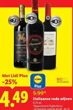 Lidl Italiaanse rode wijnen aanbieding