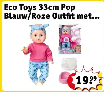 Kruidvat Eco Toys 33cm Pop Blauw/Roze Outfit met aanbieding