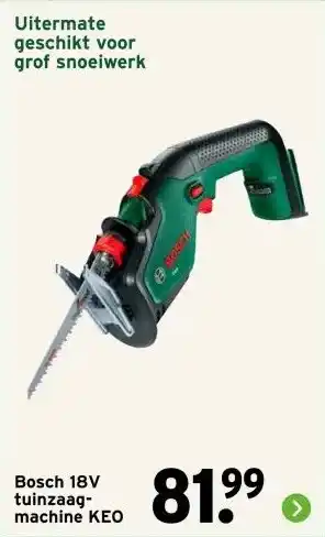 GAMMA Bosch 18V tuinzaagmachine KEO aanbieding
