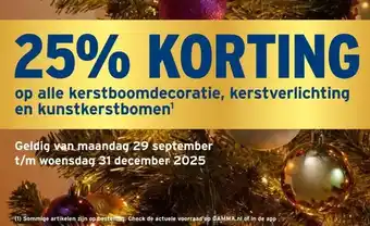 GAMMA Op alle kerstboomdecoratie, kerstverlichting en kunstkerstbomen' aanbieding