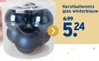GAMMA Kerstballenmix glas winterblauw aanbieding