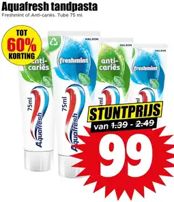 Dirk Aquafresh tandpasta aanbieding