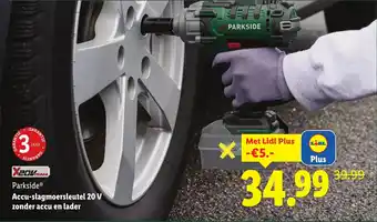 Lidl Parkside Accu slagmoersleutel zonder accu en lader aanbieding