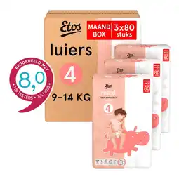 Etos Etos Luiers Maxi Maat 4 9-14 kg Maandbox 240 stuks aanbieding